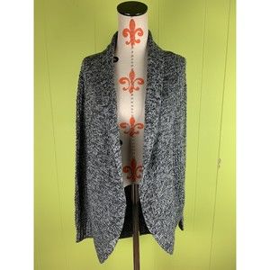Bobbie Brooks Women’s Gray Open Front Cardigan Knit Sweater Size L Large Acrylic